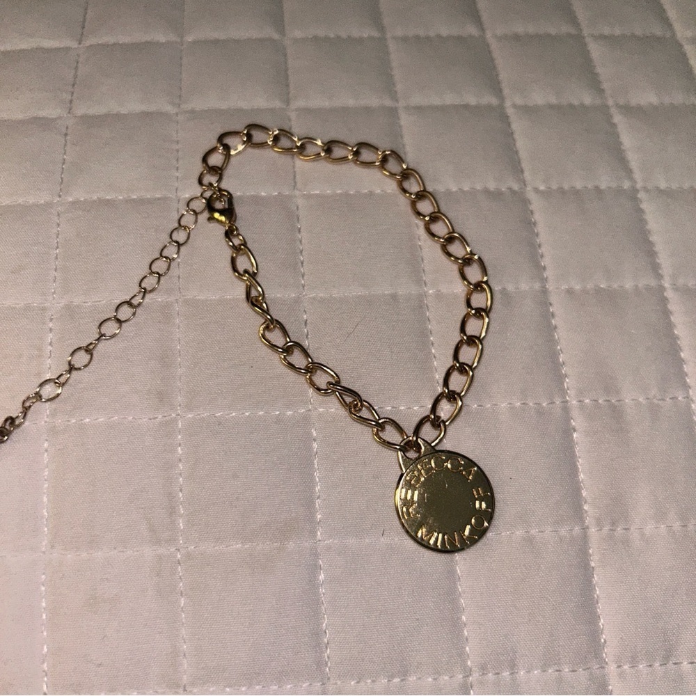 Rebecca Minkoff Gold Chain Bracelet with Textured Pendant